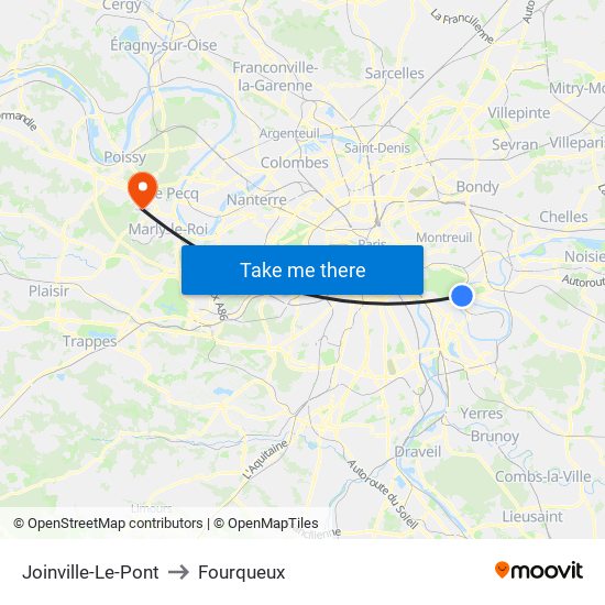 Joinville-Le-Pont to Fourqueux map