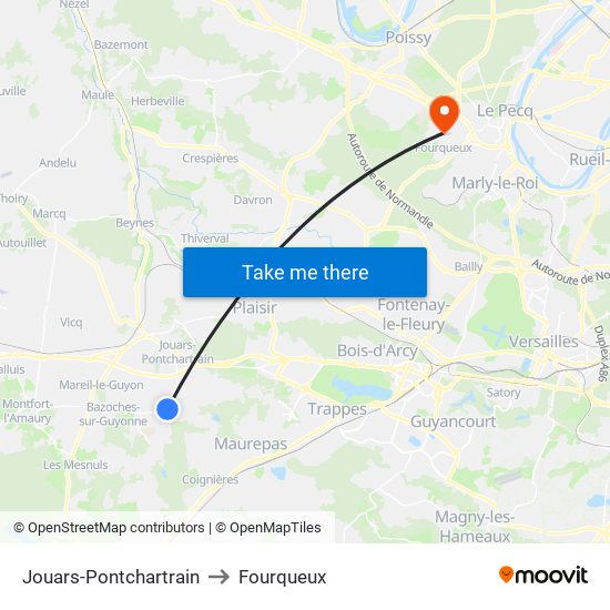 Jouars-Pontchartrain to Fourqueux map