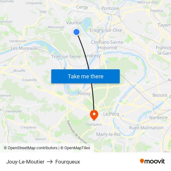 Jouy-Le-Moutier to Fourqueux map