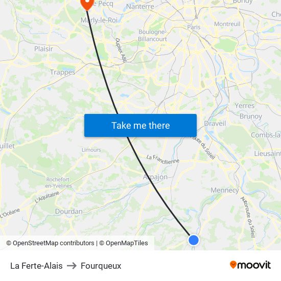 La Ferte-Alais to Fourqueux map