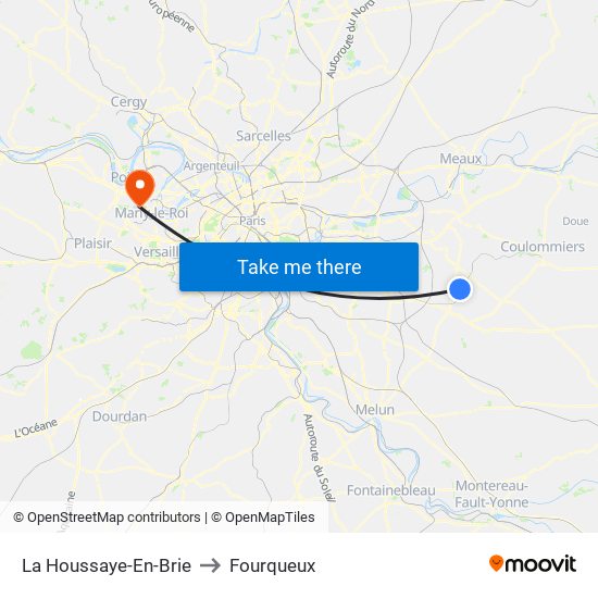 La Houssaye-En-Brie to Fourqueux map
