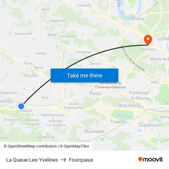 La Queue-Les-Yvelines to Fourqueux map
