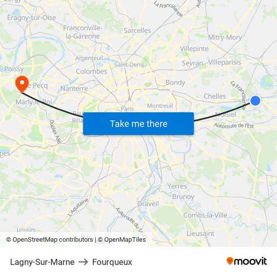 Lagny-Sur-Marne to Fourqueux map