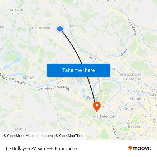 Le Bellay-En-Vexin to Fourqueux map