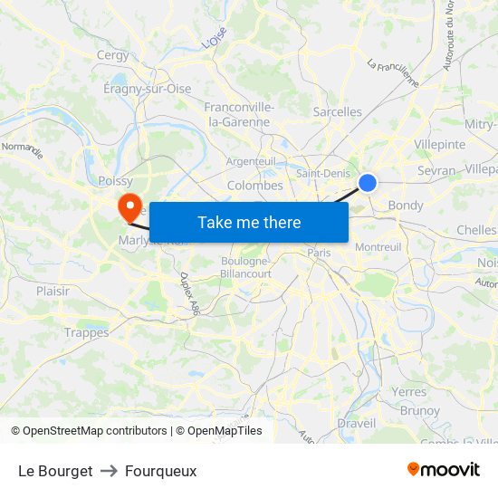 Le Bourget to Fourqueux map