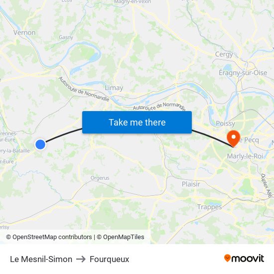 Le Mesnil-Simon to Fourqueux map