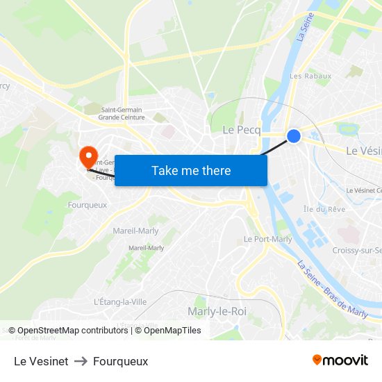 Le Vesinet to Fourqueux map