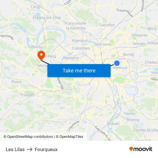 Les Lilas to Fourqueux map
