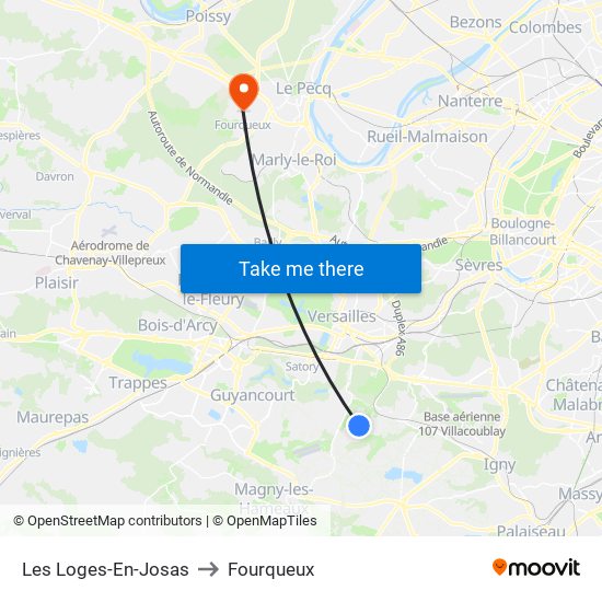 Les Loges-En-Josas to Fourqueux map
