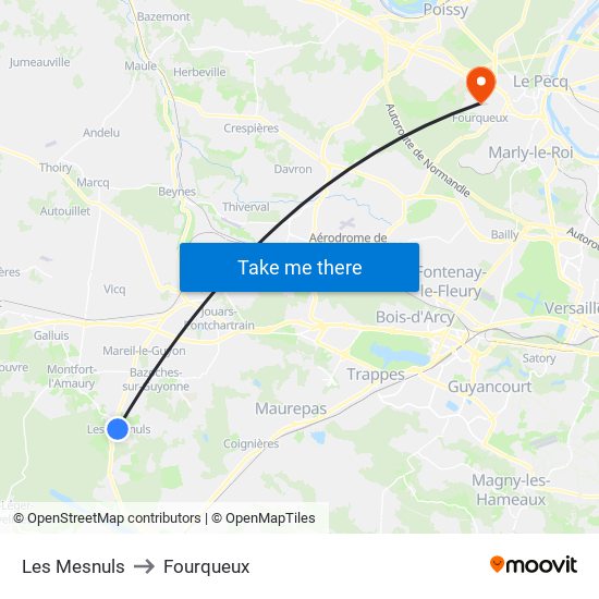 Les Mesnuls to Fourqueux map