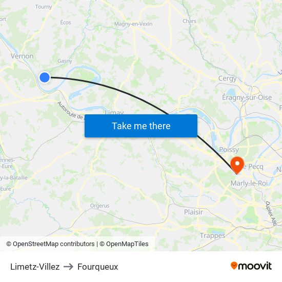 Limetz-Villez to Fourqueux map