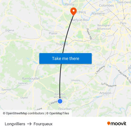Longvilliers to Fourqueux map