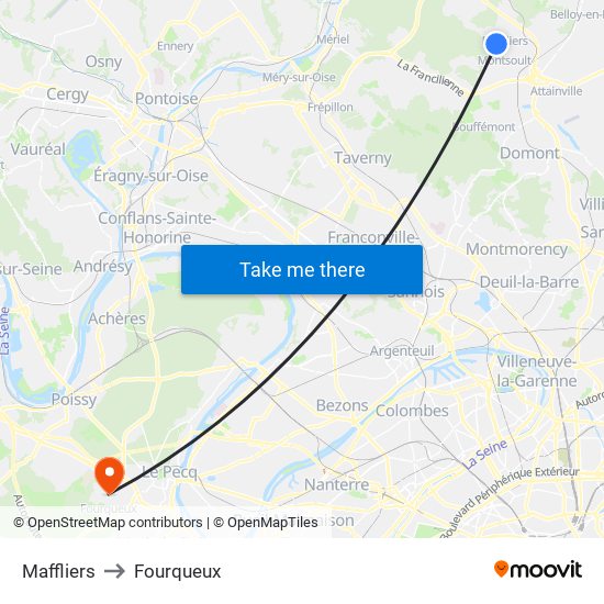 Maffliers to Fourqueux map