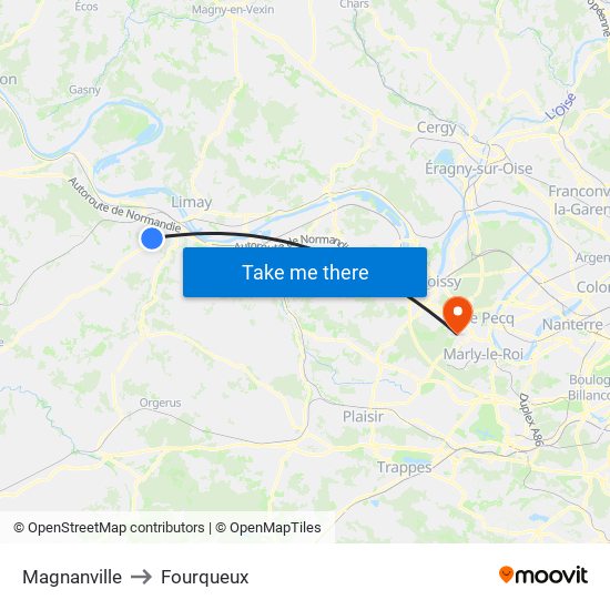 Magnanville to Fourqueux map