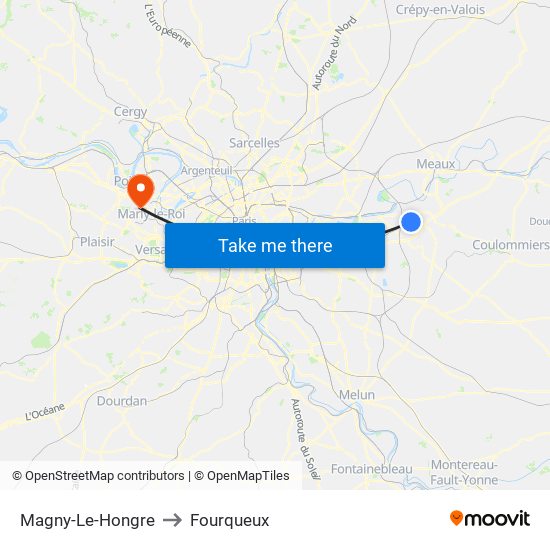 Magny-Le-Hongre to Fourqueux map