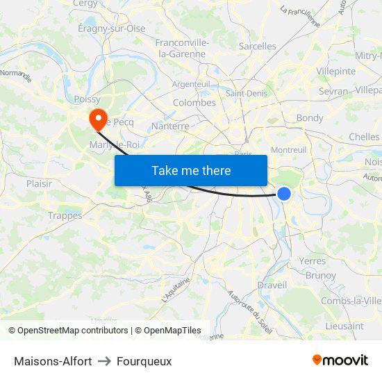 Maisons-Alfort to Fourqueux map