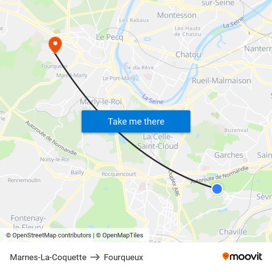 Marnes-La-Coquette to Fourqueux map