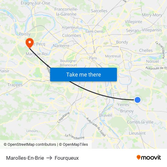 Marolles-En-Brie to Fourqueux map