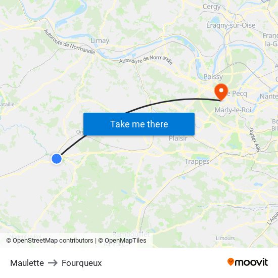 Maulette to Fourqueux map