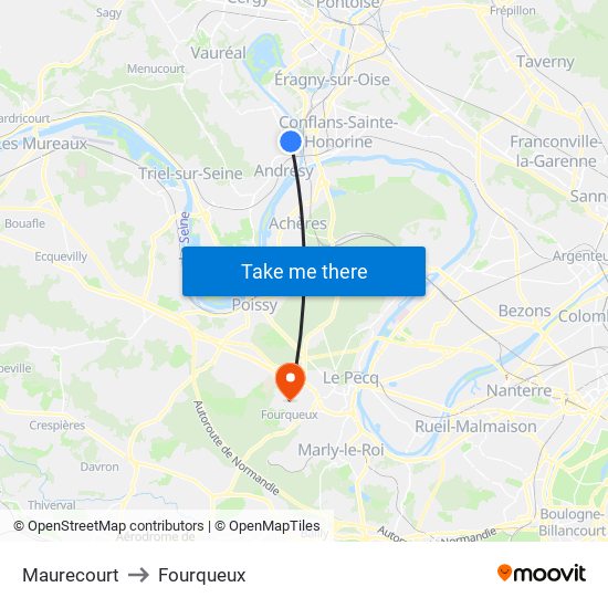 Maurecourt to Fourqueux map