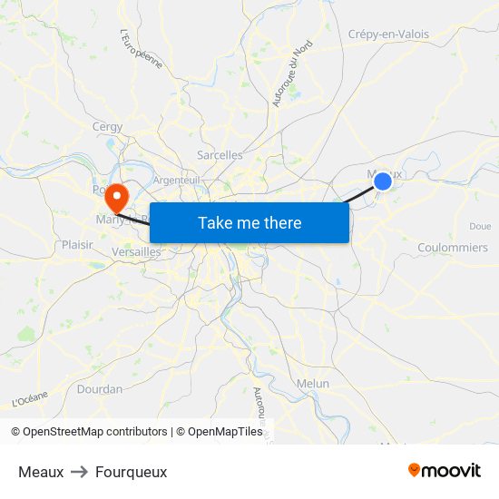 Meaux to Fourqueux map