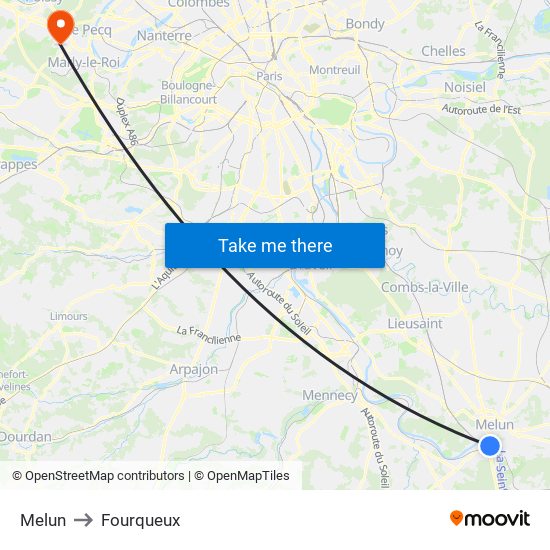 Melun to Fourqueux map