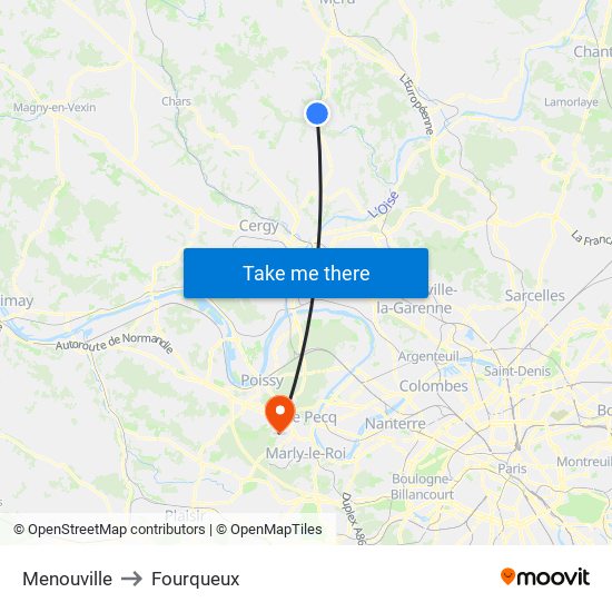 Menouville to Fourqueux map