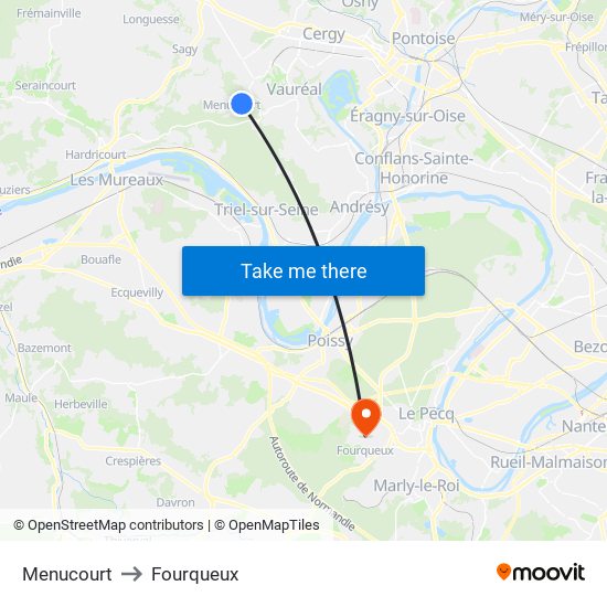 Menucourt to Fourqueux map