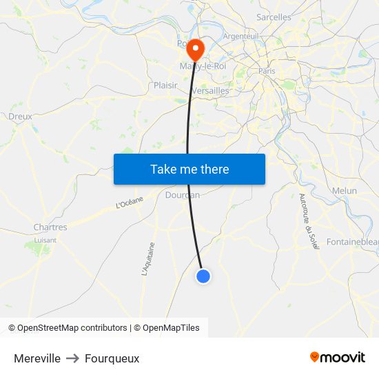 Mereville to Fourqueux map