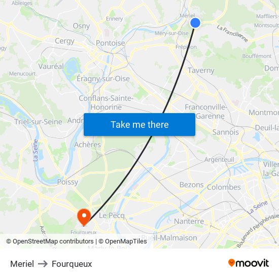 Meriel to Fourqueux map