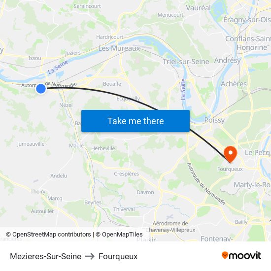 Mezieres-Sur-Seine to Fourqueux map