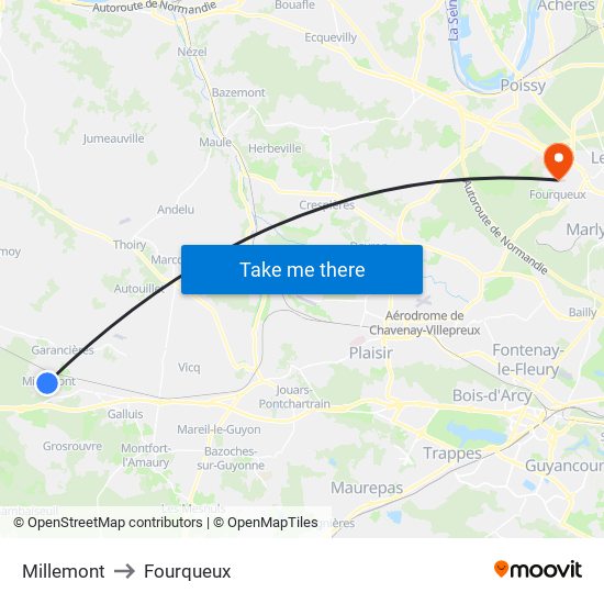 Millemont to Fourqueux map
