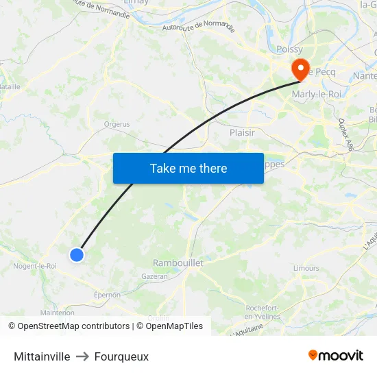 Mittainville to Fourqueux map