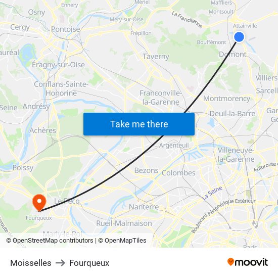 Moisselles to Fourqueux map