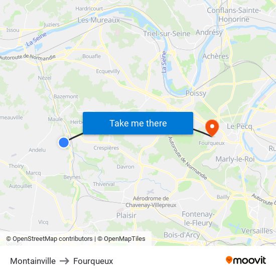 Montainville to Fourqueux map