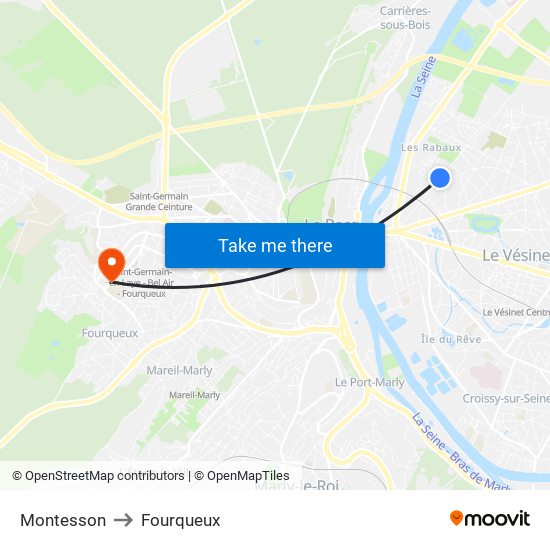 Montesson to Fourqueux map
