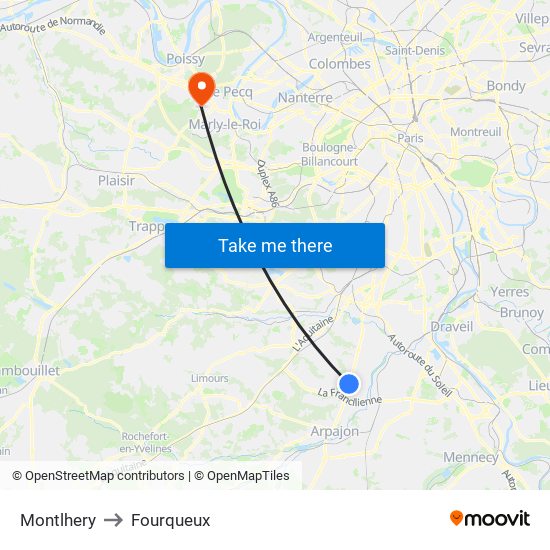 Montlhery to Fourqueux map