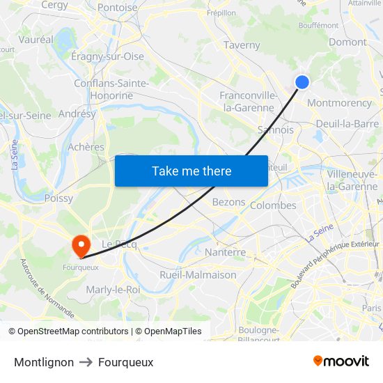 Montlignon to Fourqueux map