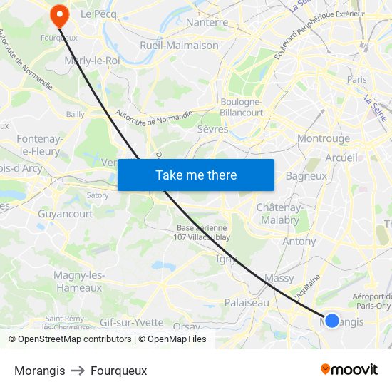 Morangis to Fourqueux map