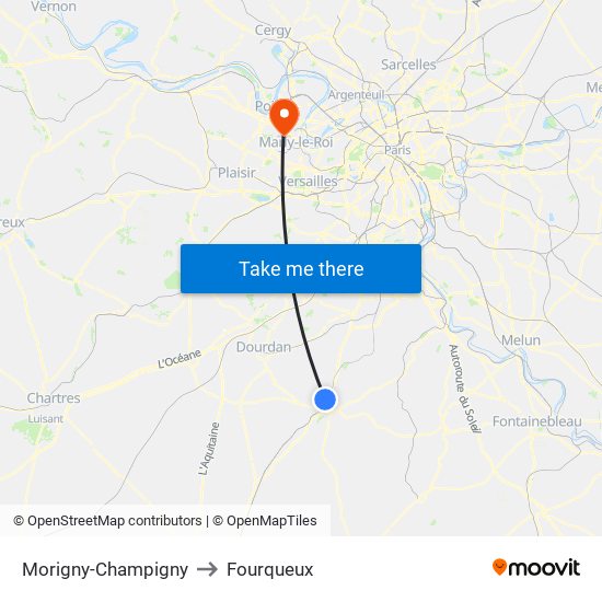 Morigny-Champigny to Fourqueux map