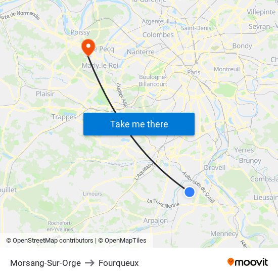 Morsang-Sur-Orge to Fourqueux map