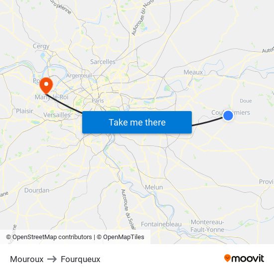 Mouroux to Fourqueux map