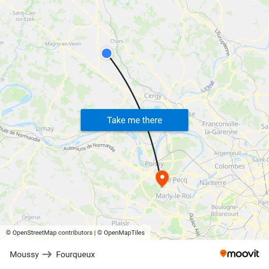 Moussy to Fourqueux map