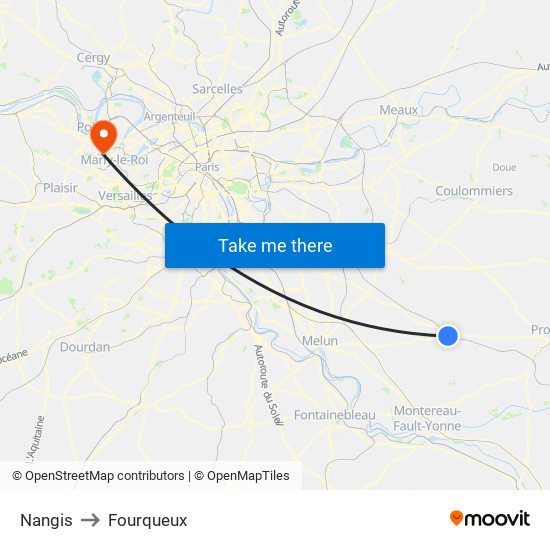 Nangis to Fourqueux map