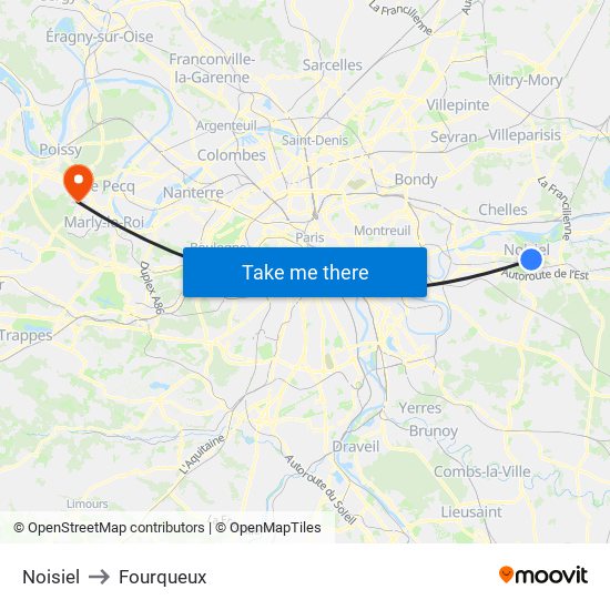 Noisiel to Fourqueux map