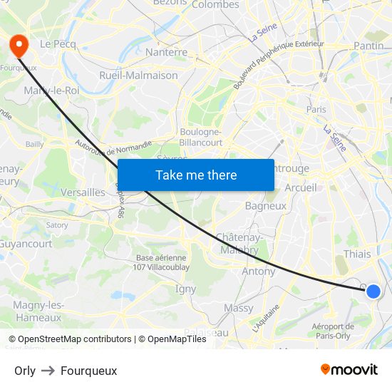 Orly to Fourqueux map