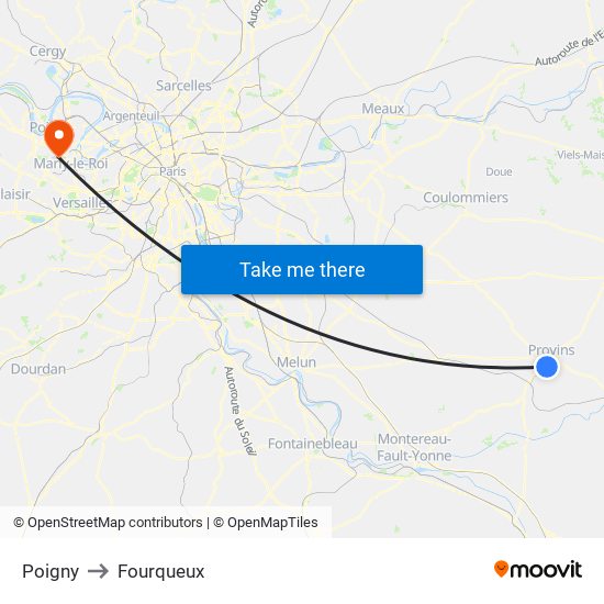 Poigny to Fourqueux map