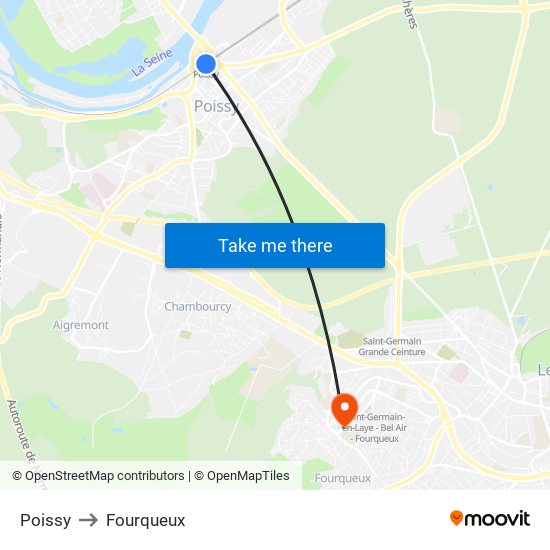 Poissy to Fourqueux map