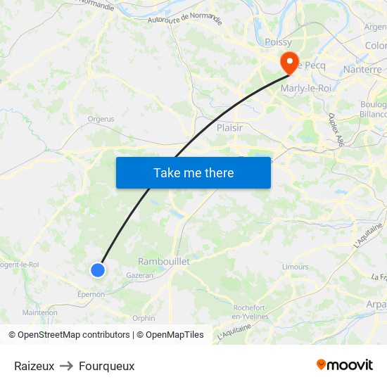 Raizeux to Fourqueux map