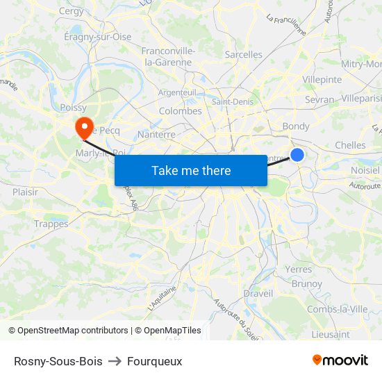 Rosny-Sous-Bois to Fourqueux map